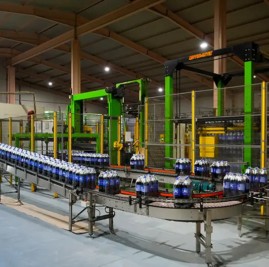 Overhead of machinery at Royal Beverage